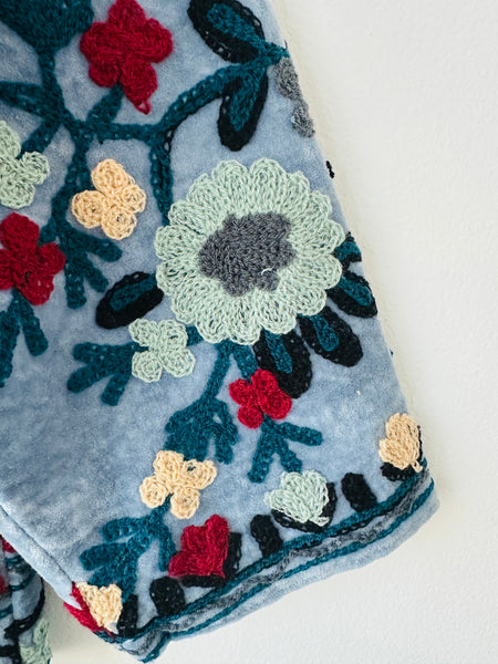Blue Velvet Embroidered Jacket