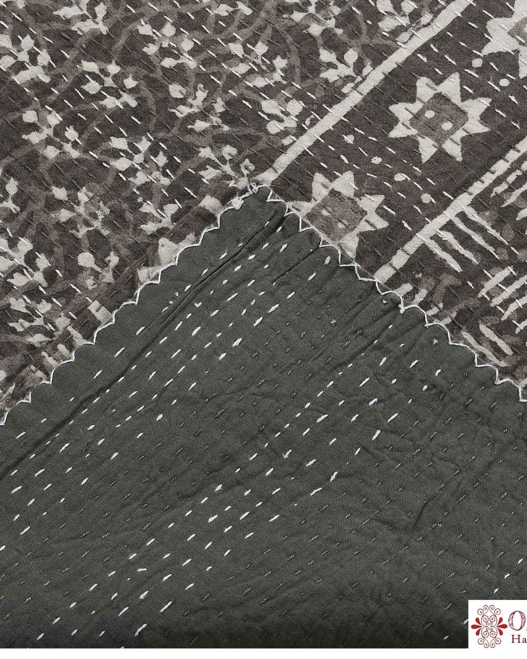 Artisan stitched Brown Kantha Quilts ready to get those spring vibes with Global Heritage decor