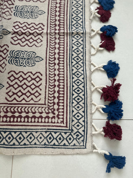 Handwoven Cotton Dhurrie Rug – Colorful Block Printed