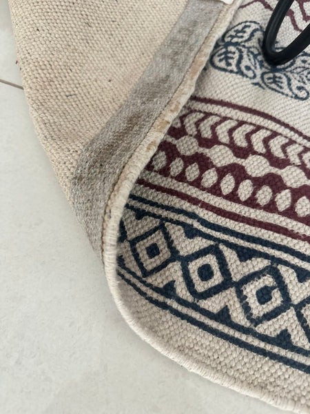 Handwoven Cotton Dhurrie Rug – Colorful Block Printed
