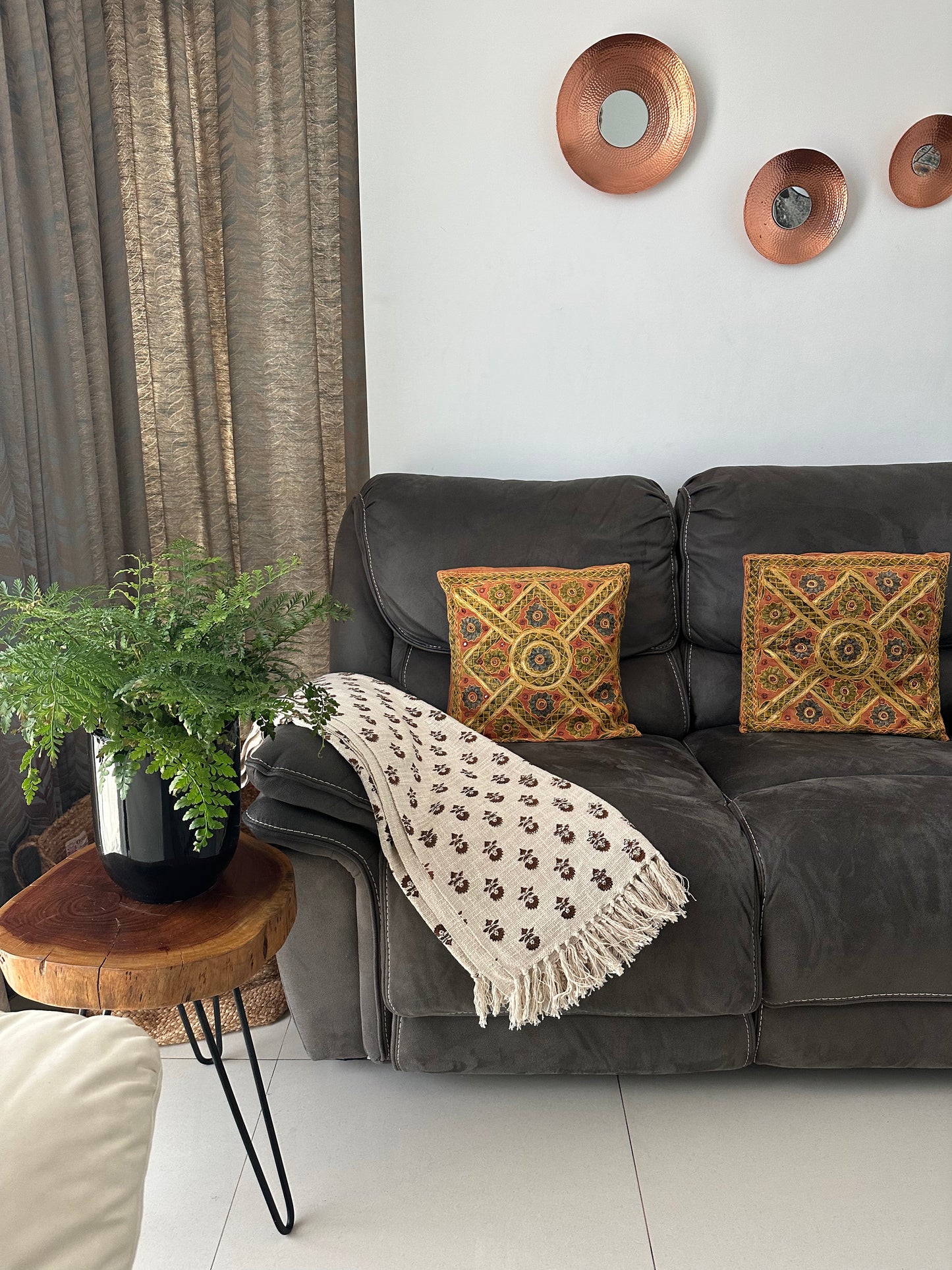 Block print throw for a couch
