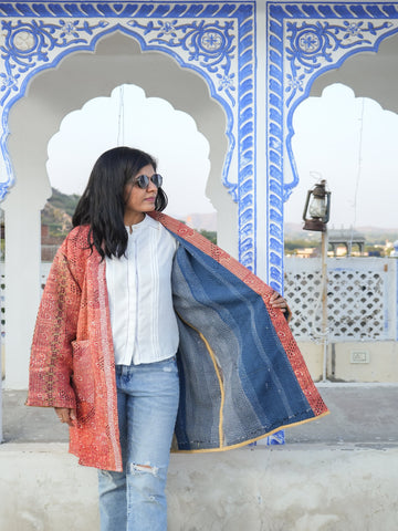 Orange Vintage Kantha Kimino Jacket