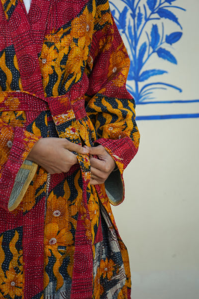 "Authentic Vintage Kimono Jacket - Handmade in India with Traditional Designs"