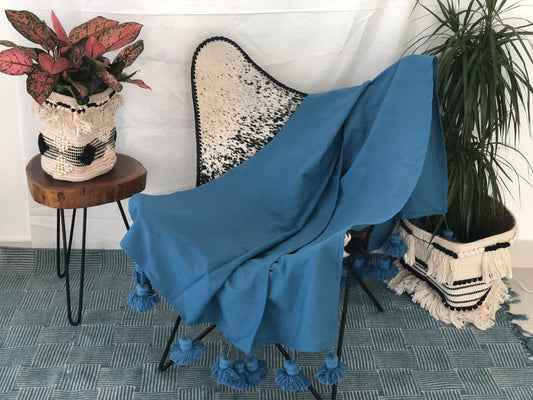 Woven Blue Throw Blanket