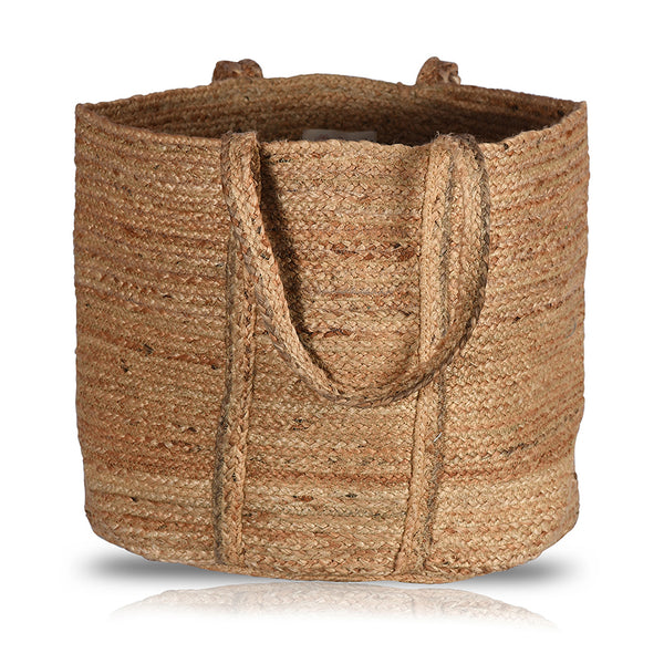 Jute Woven  Laundry Basket(Round)