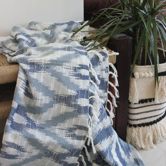 Blue Ikat Throw By Ornate Handicrafts
