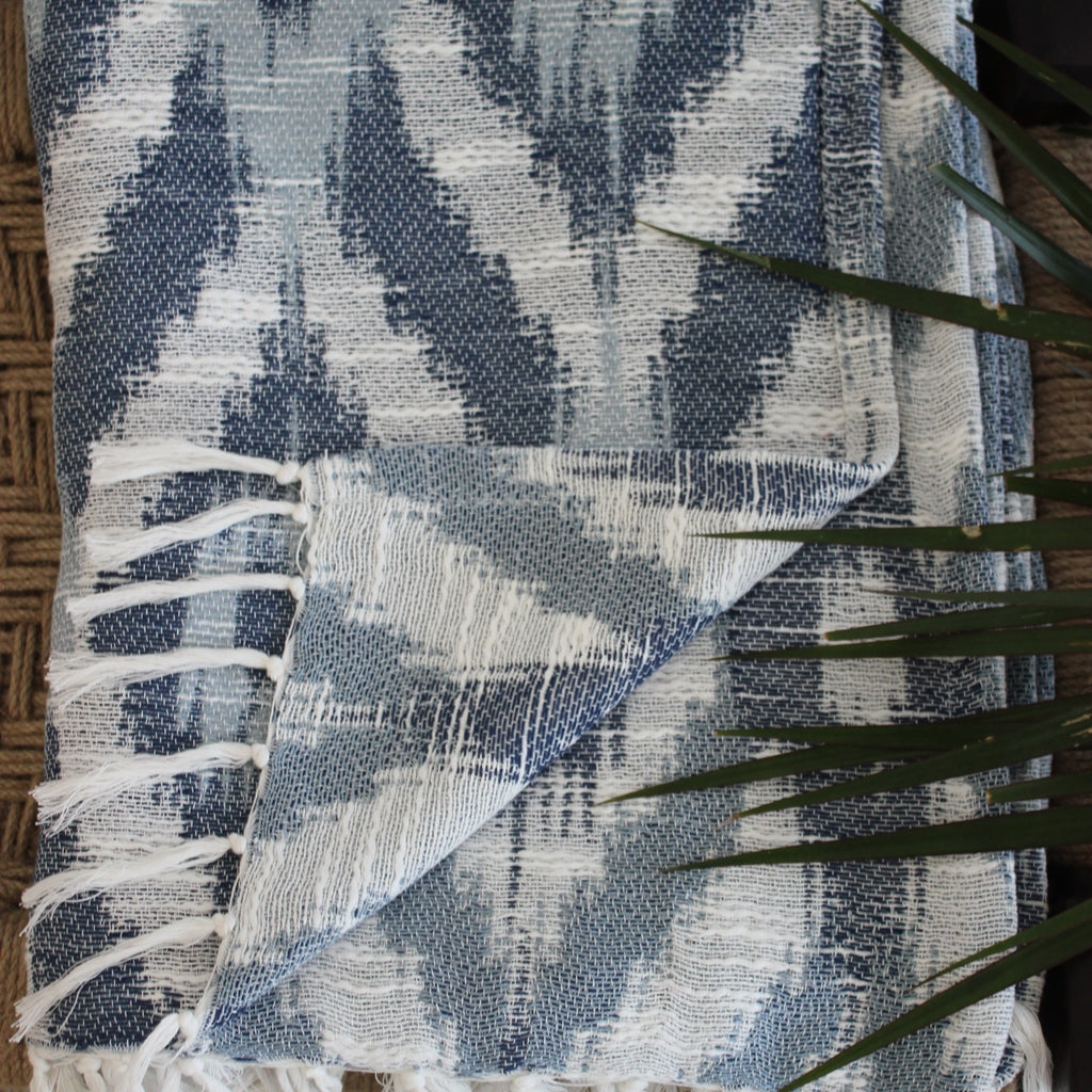 Blue Ikat Throw By Ornate Handicrafts