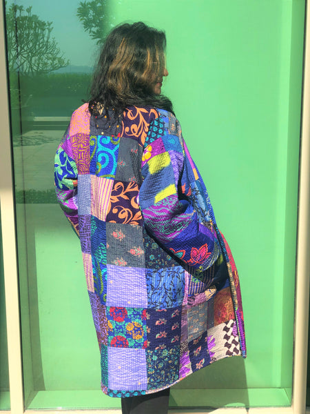 Patchwork Blue Kimono Jacket