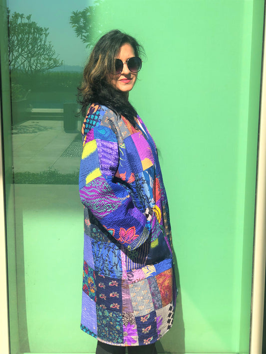 Patchwork Blue Kimono Jacket