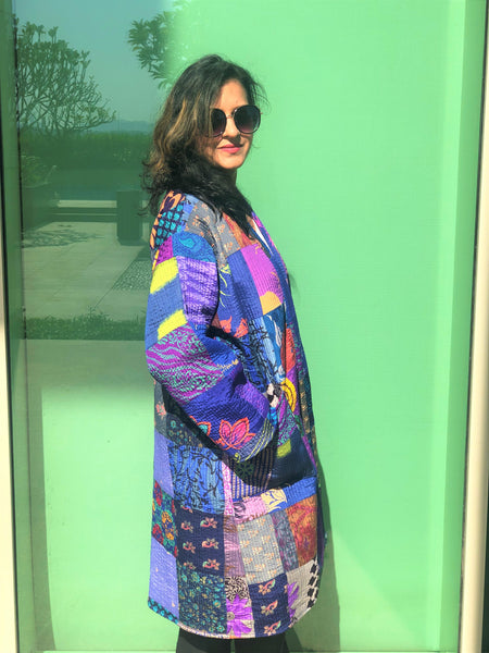 Patchwork Blue Kimono Jacket