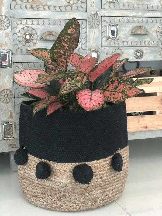Black woven Jute basket