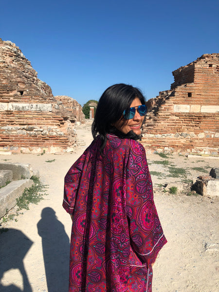 Silk Kimono, New york street style urban outer wear Kimono by Ornate Handicrafts