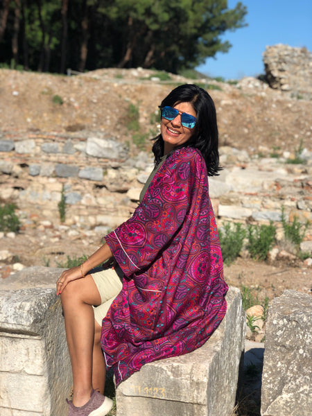 Silk Kimono, New york street style urban outer wear Kimono by Ornate Handicrafts