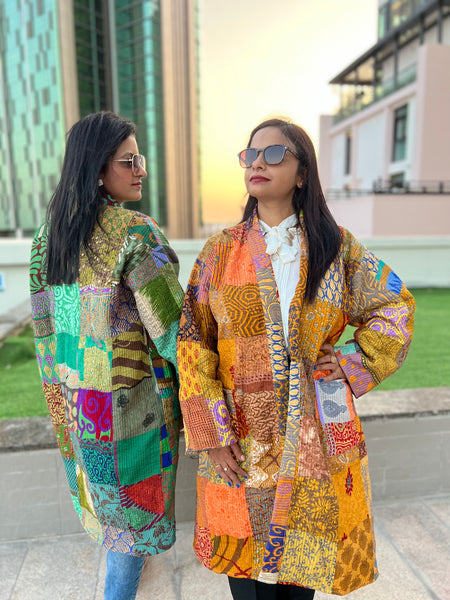 Yellow Patchwork Kimono Jacket by Ornate Handicrafts