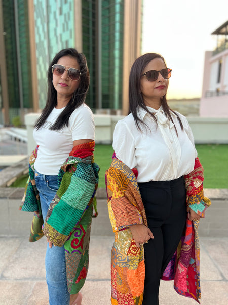 Yellow Patchwork Kimono Jacket by Ornate Handicrafts