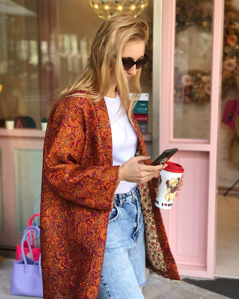 Orange Kimono Jacket