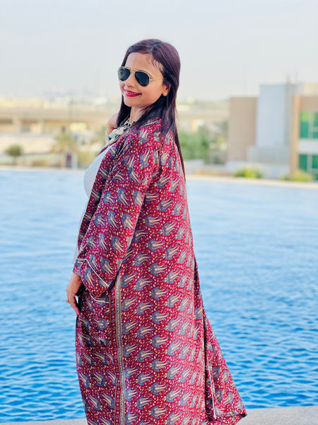 Red Long Duster Kimono