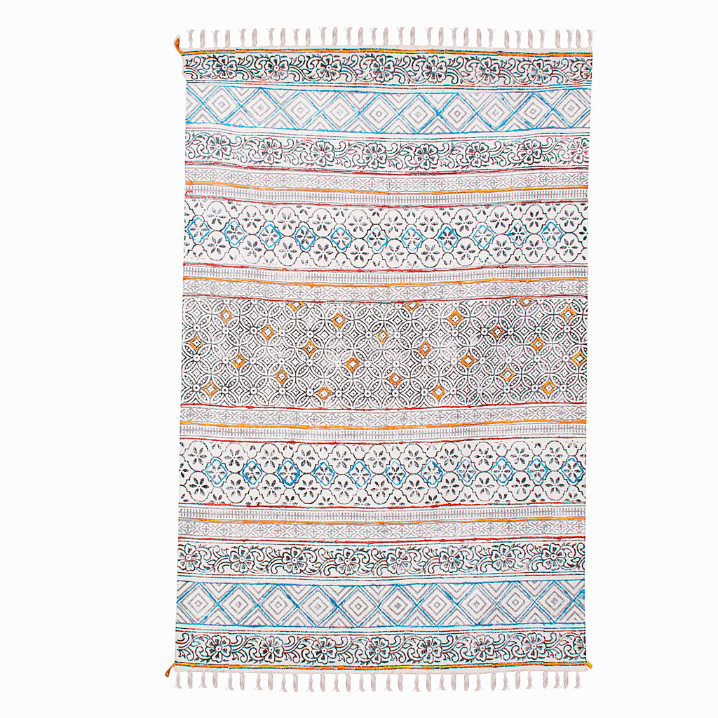 Cotton Bock Printed Dhurrie "Arya" (4x6 feet)