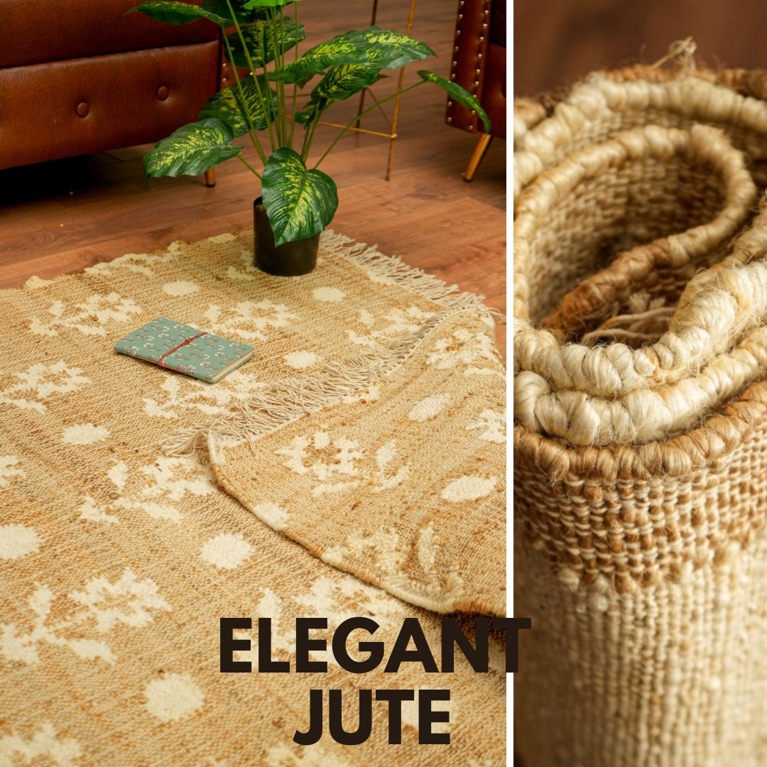 Buy Home Decor Jute Floral Design Rug Handmade Personalised Jute Online in  India 