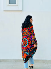 Black Embroidered Long Coat by Ornate Handicrafts