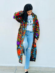 Black Embroidered Long Coat by Ornate Handicrafts