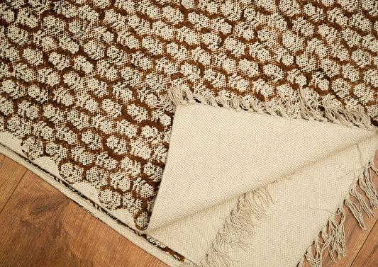 Artisan made Cotton Block printed Dhurrie Rug by Ornate Handicrafts