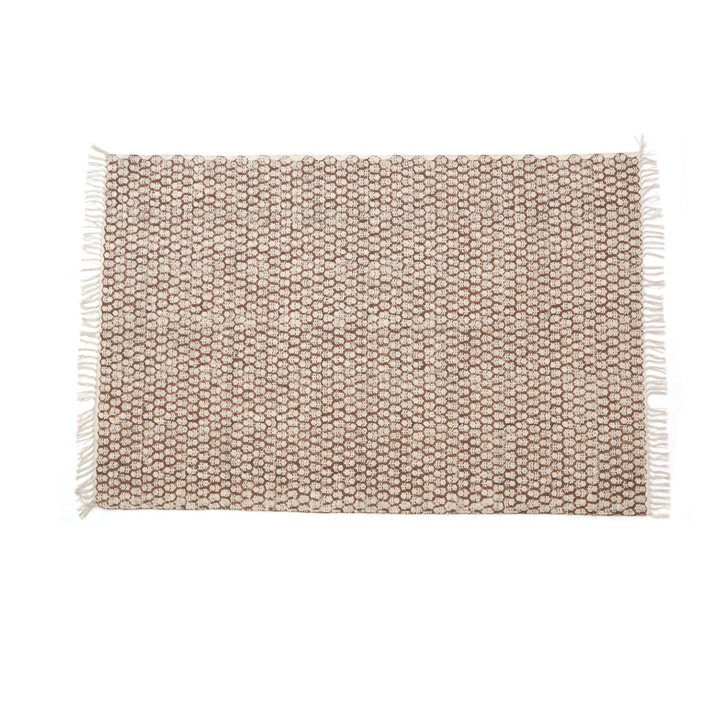 Artisan made Cotton Block printed Dhurrie Rug by Ornate Handicrafts