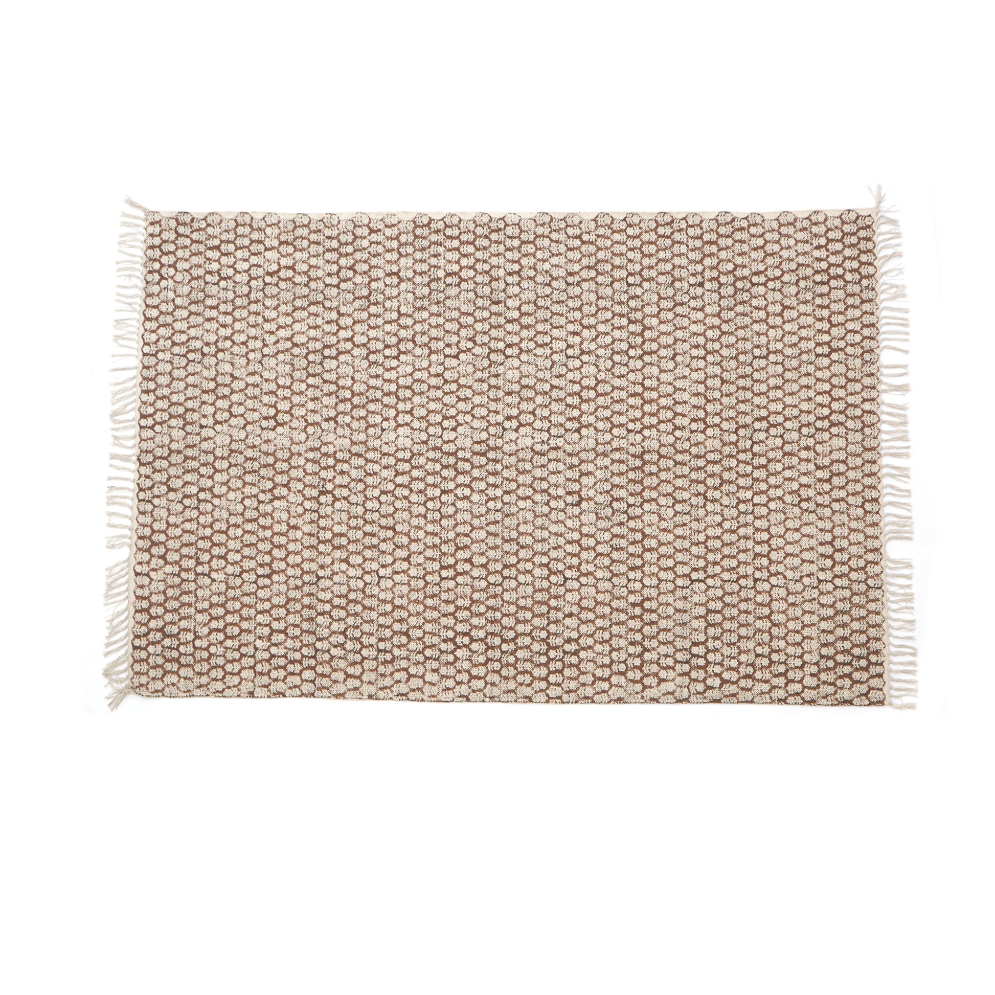Artisan made Cotton Block printed Dhurrie Rug by Ornate Handicrafts