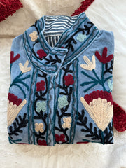 Blue Velvet Embroidered Jacket