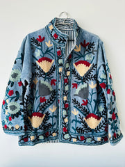 Blue Velvet Embroidered Jacket