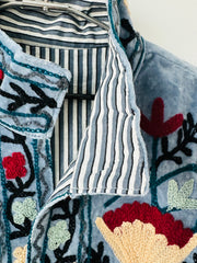 Blue Velvet Embroidered Jacket