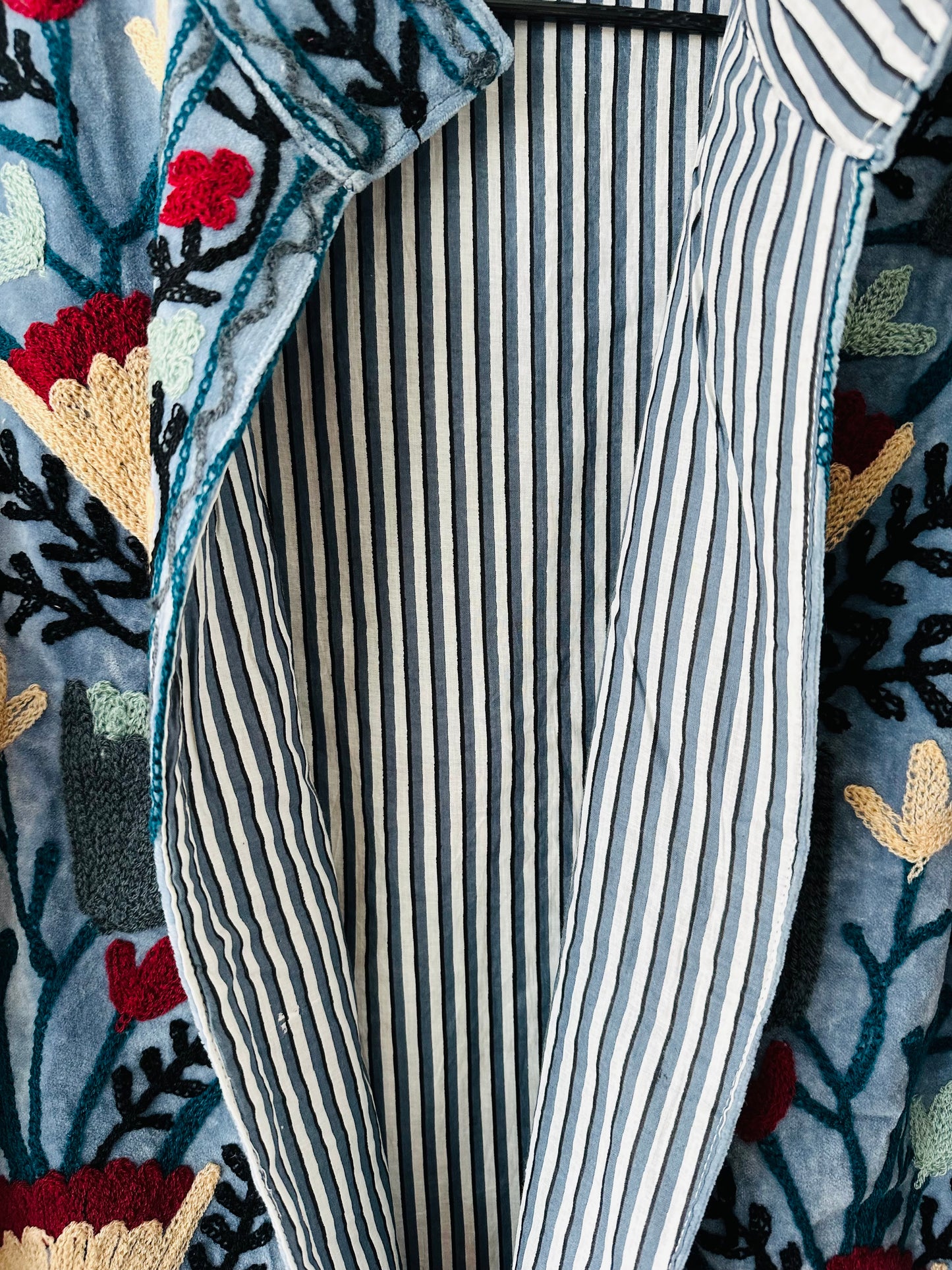 Blue Velvet Embroidered Jacket
