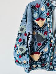 Blue Velvet Embroidered Jacket