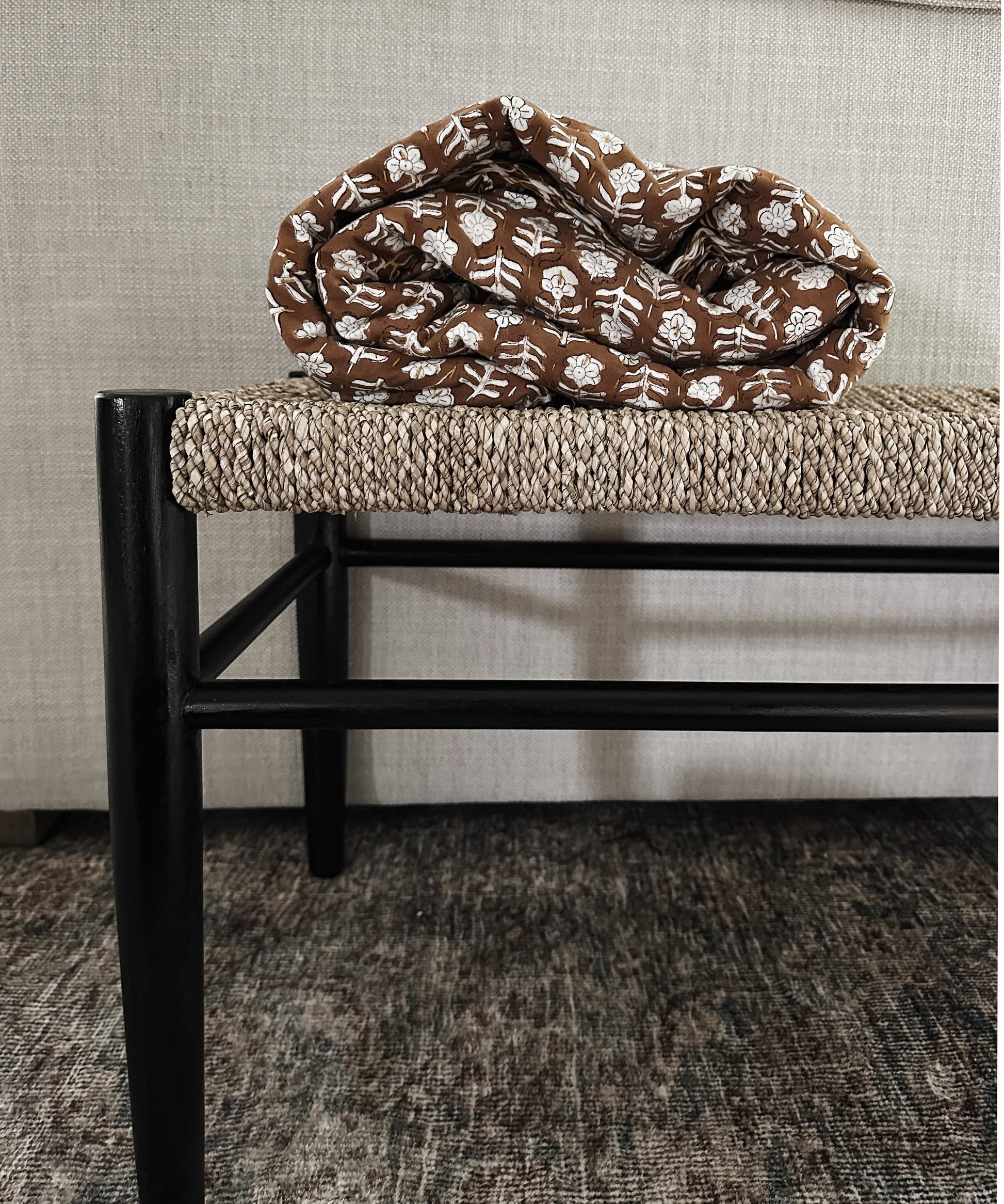 Artisan made Brown Floral Kantha Quilt by Ornate Handicrafts