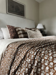 Artisan made Brown Floral Kantha Quilt by Ornate Handicrafts