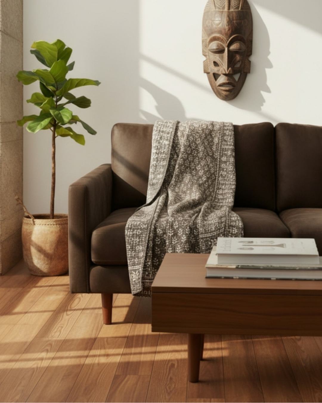 Style with our earthy botanicals and lived-in textures of our Brown kantha quilt perfect anchor piece for both Afro-Boho and Modern Farmhouse styles.