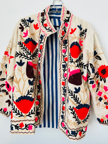 Ivory Velvet Embroidered Jacket