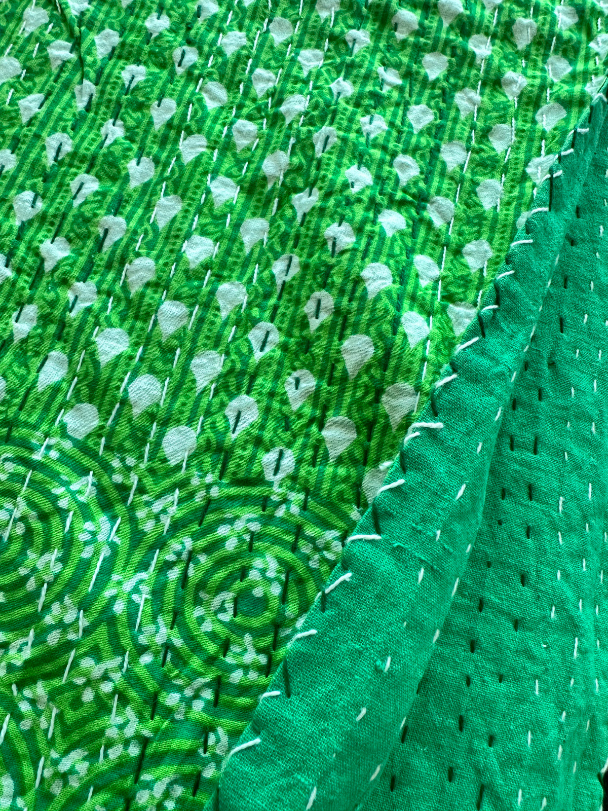 Green Kantha Quilt