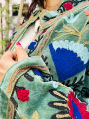 Green Velvet Embroidered Jacket
