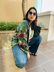 Green Velvet Embroidered Jacket