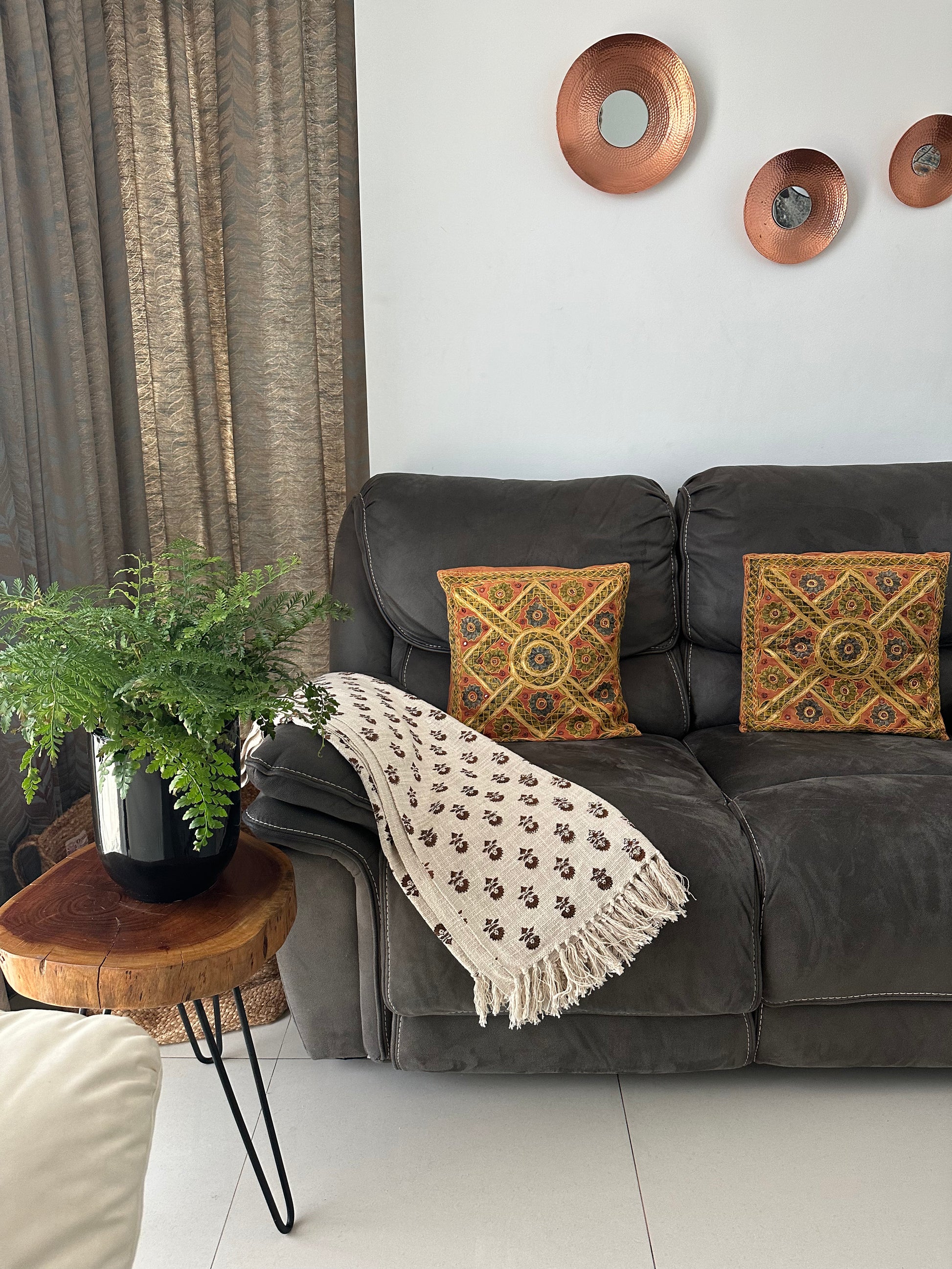 Block print throw for a couch 
