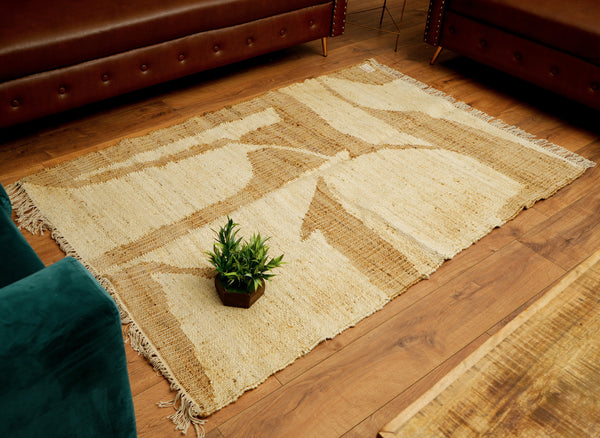 Artisanmade Jute Two tone Abstract Rug by Ornate handicrafts