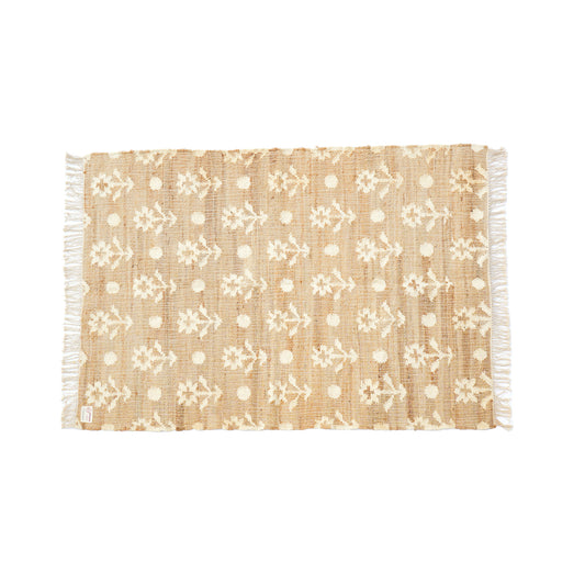 Artisan made Jute Woven Floral Rug For Living Room by Ornate Handicrafts