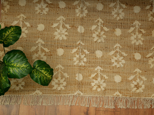 Artisan made Jute Woven Floral Rug For Living Room  by Ornate Handicrafts