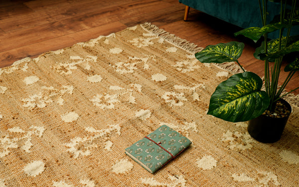 Artisan made Jute Woven Floral Rug For Living Room by Ornate Handicrafts
