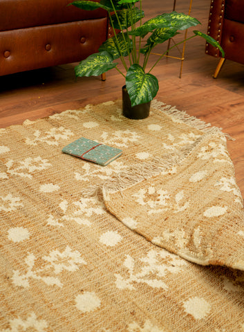 Artisan made Jute Woven Floral Rug For Living Room by Ornate Handicrafts