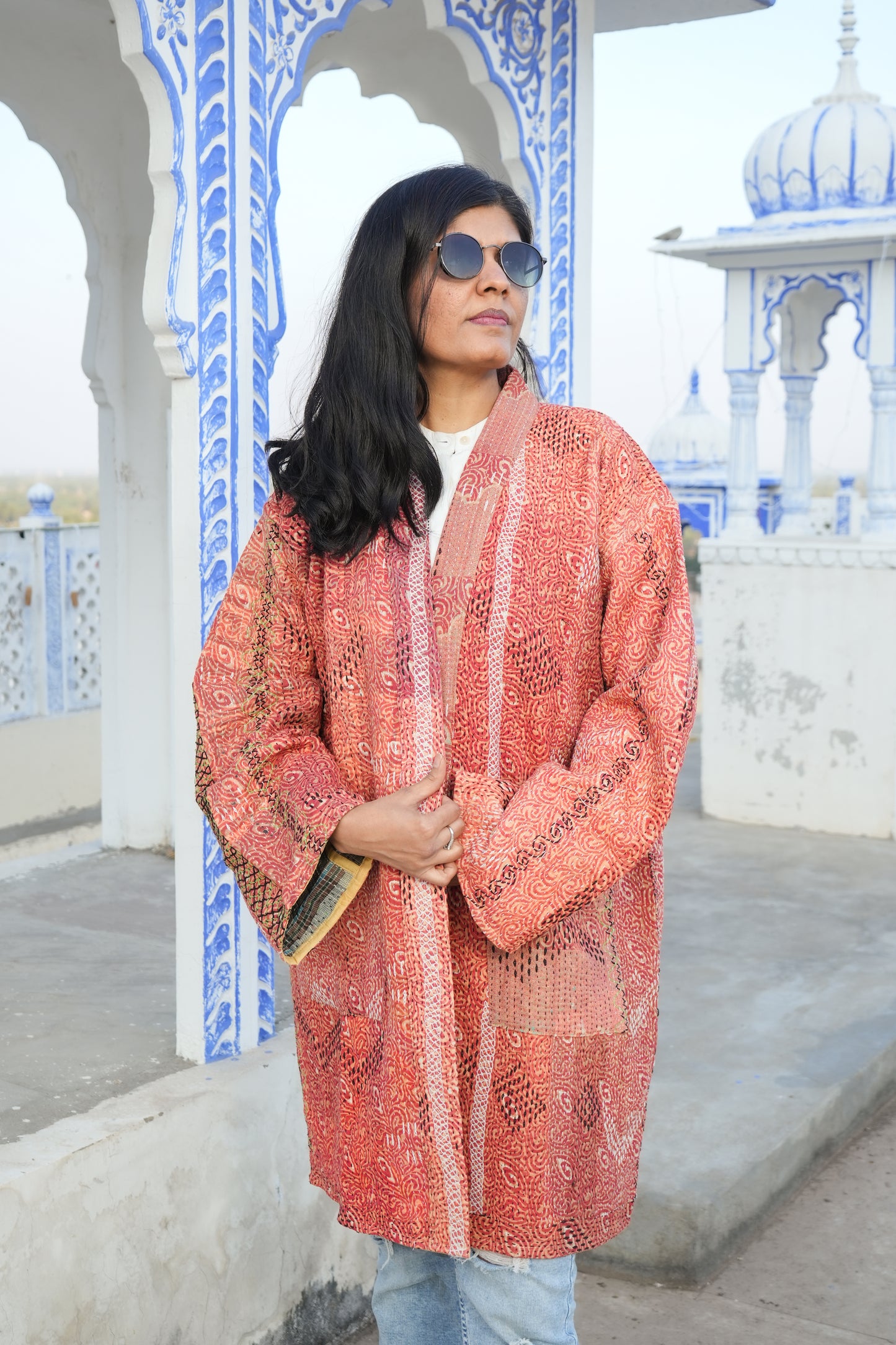 Orange Vintage Kantha Kimino Jacket