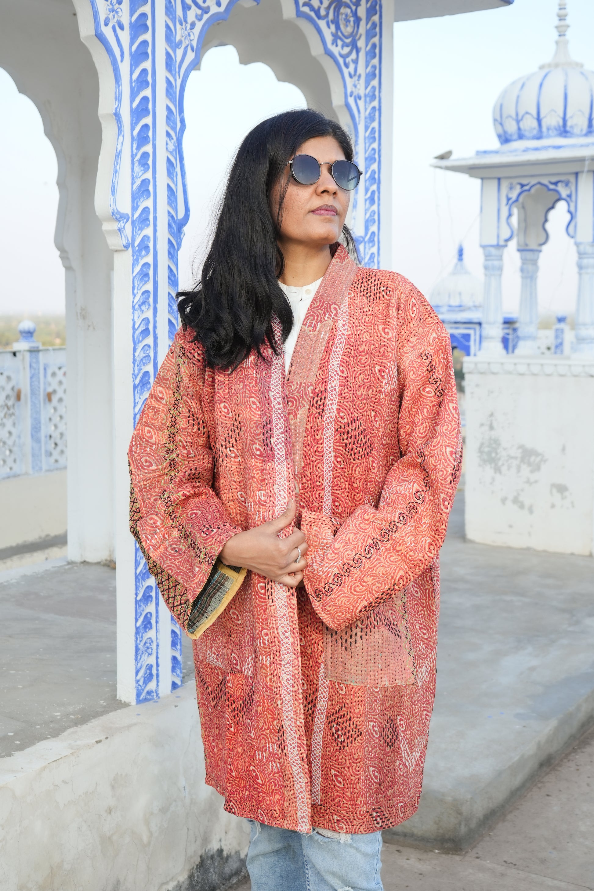 Orange Vintage Kantha Kimino Jacket