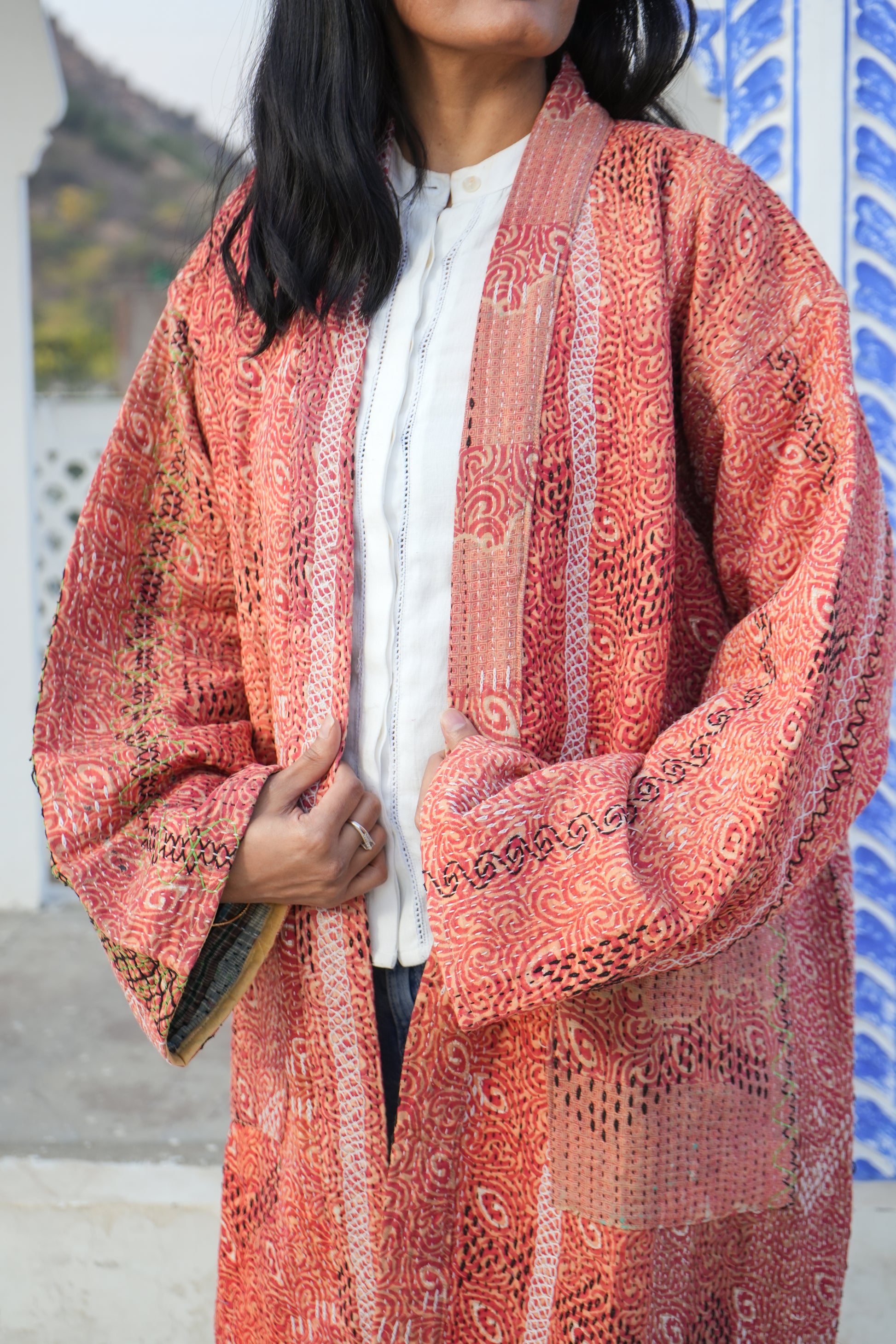 Orange Vintage Kantha Kimino Jacket