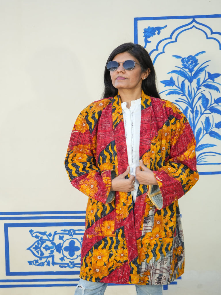 "Authentic Vintage Kimono Jacket - Handmade in India with Traditional Designs"